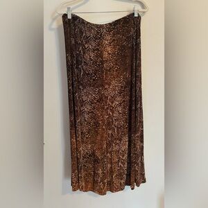 Elegant Brown Snake Print Maxi Skirt